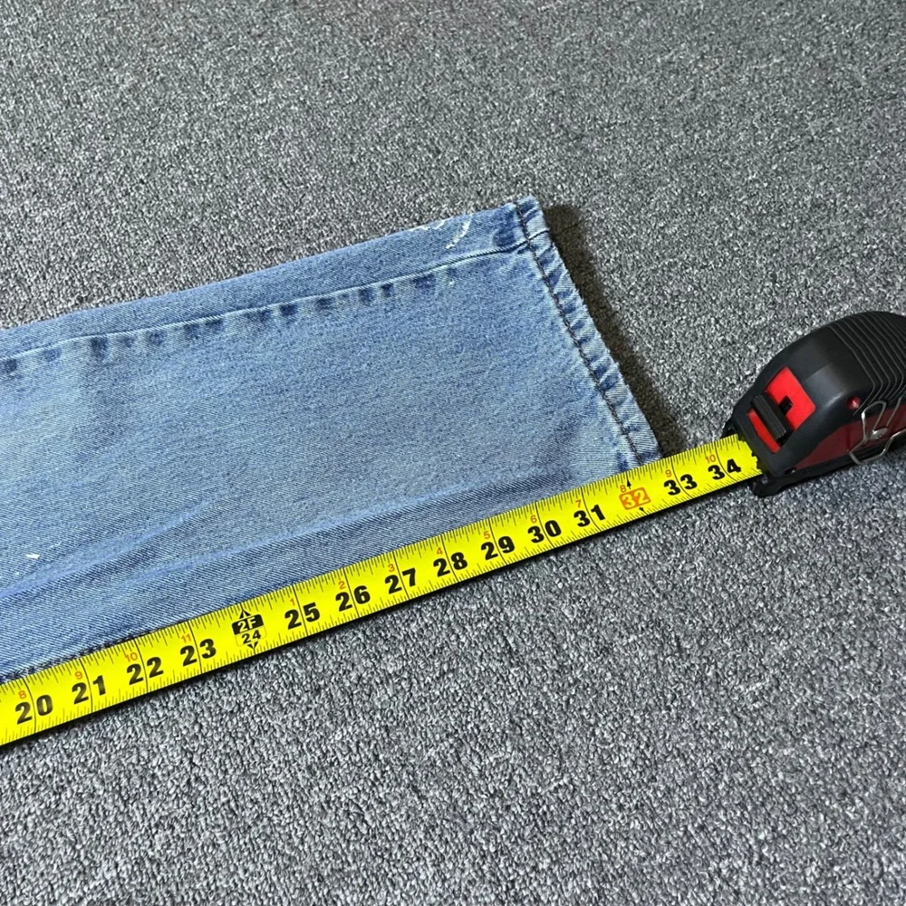 Levis 516 Straight Leg Jeans 33x34 Blue Distressed Paint Splatter Grunge